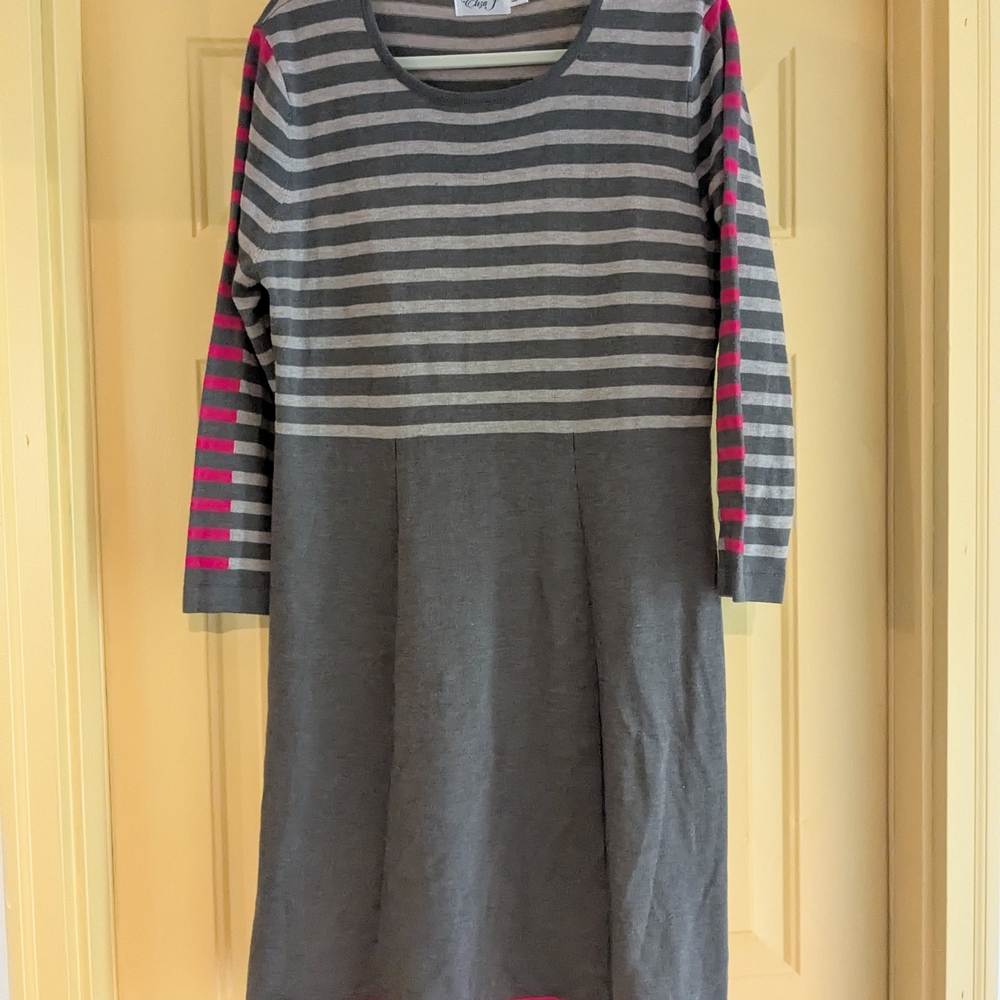 Gray and Pink Striped Dress
